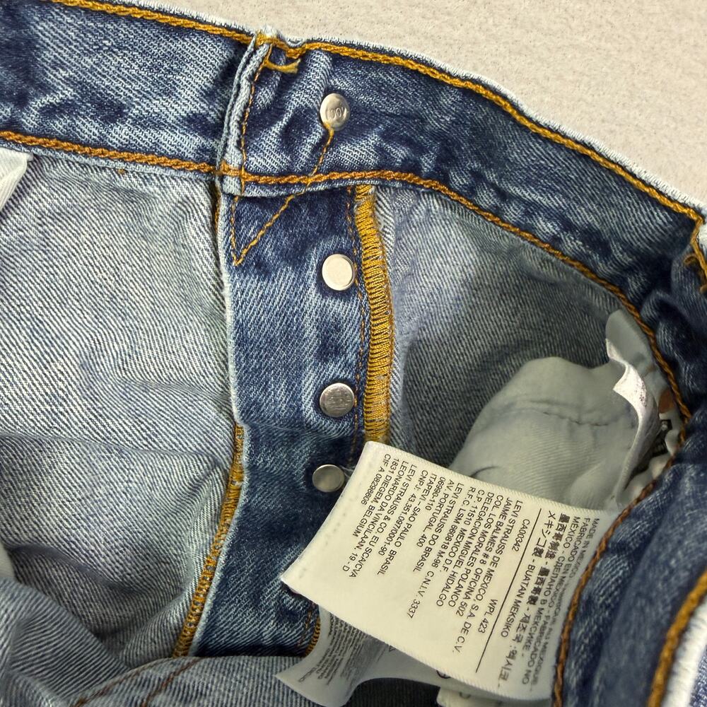 Levis 501 Jeans Men's 40x29 Blue Denim Faded Straight Leg Button Fly Distressed - Picture 5 of 11
